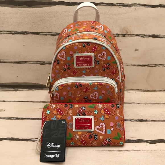 Disney LoungeFly Ginger Bread Backpack & Wallet - Picture 2 of 14